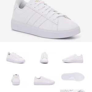 Adidas Women's White and Gold Sneakers